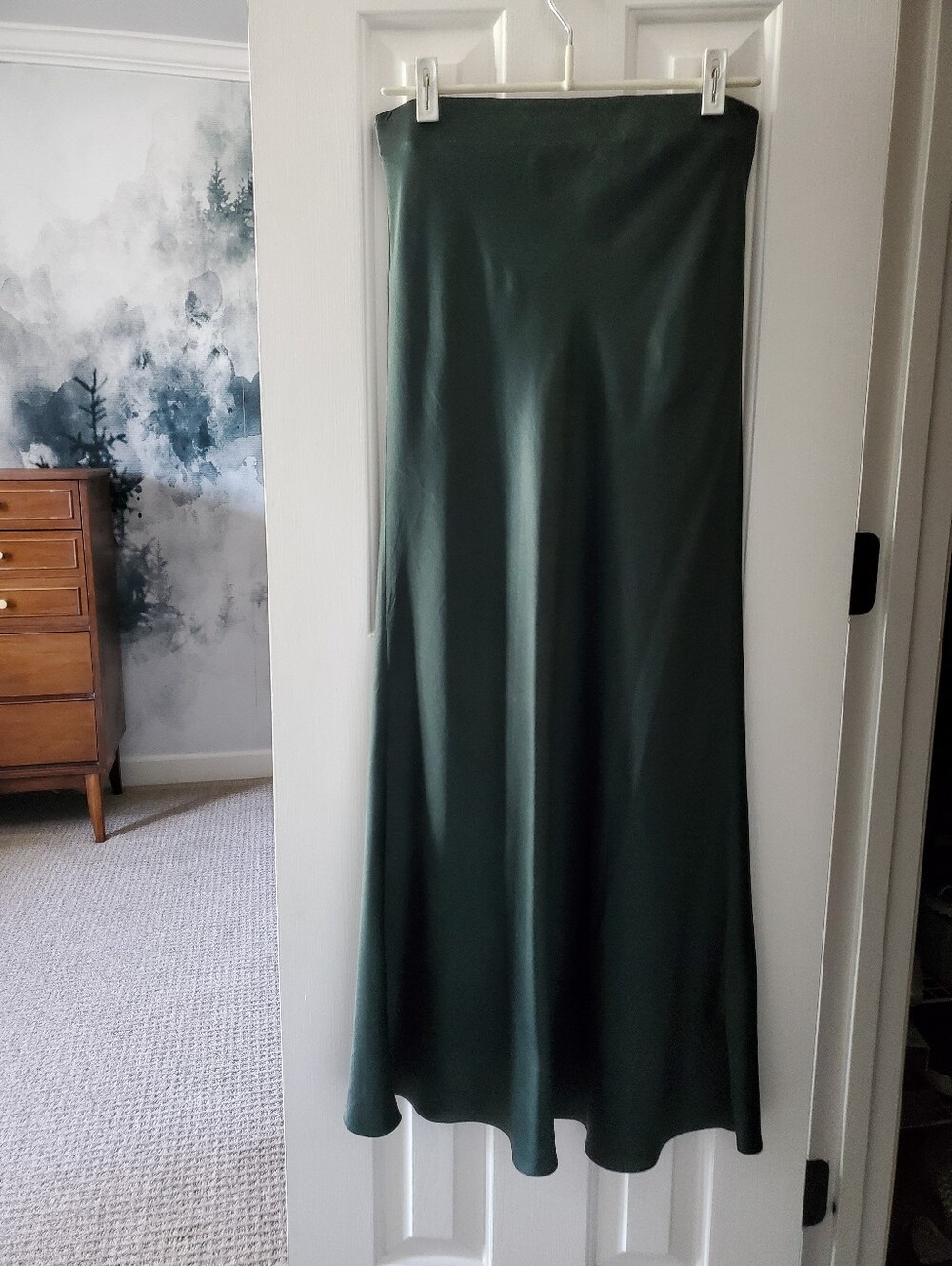 .. Quince 100% Washable Silk Maxi Skirt, Forest Green (M)